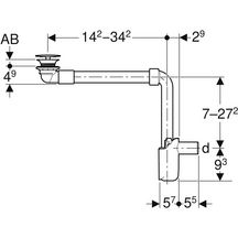 Évacuation de lavabo modèle gain de place, bonde compacte, avec écoulement libre et recouvrement de soupape, sortie horizontale, pour lavabo Geberit ONE: d=40mm, G=1 1/4", blanc