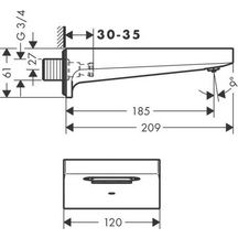 Bec déverseur Metropol - jet lame d'eau - M3/4'' - finition bronze brossé Réf. 32543140