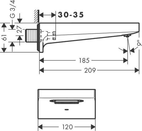 Bec déverseur Metropol - jet lame d'eau - M3/4'' - finition bronze brossé Réf. 32543140