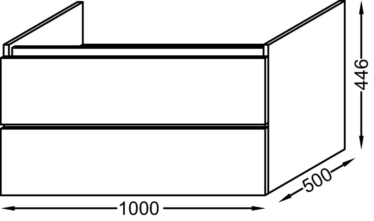 Meuble bas 100 cm 2 tiroirs sans passe siphon réf. EB1704-N18