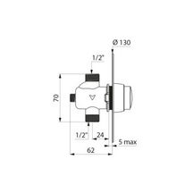 Robinet temporisé 7 sec Temposoft 2 pour urinoir, à déclenchement souple pour pose en encastré sous rosace D 130 mm réf. 777130