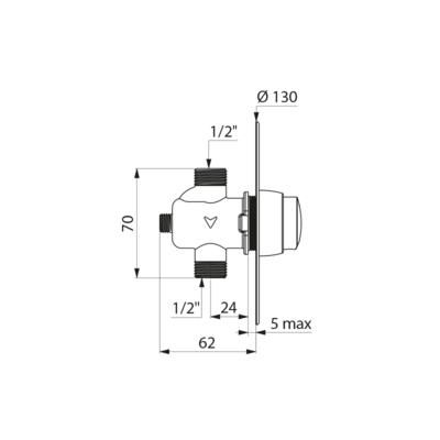 Robinet temporisé 7 sec Temposoft 2 pour urinoir, à déclenchement souple pour pose en encastré sous rosace D 130 mm réf. 777130