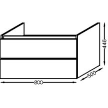 Meuble bas 80 cm 2 tiroirs avec passe-siphon réf. EB1703-N18