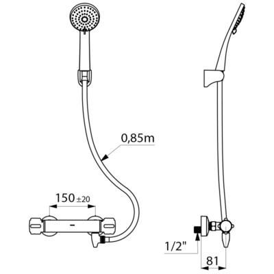 Kit Securitherm douche thermostatique autovidable réf. H9739HYG