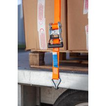 Sangle d'arrimage à cliquet charge maxi 2 tonnes 35mmx6m orange