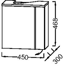 Meuble sous lave-mains 45 cm gauche chêne tranché réf. EB3045G-E73