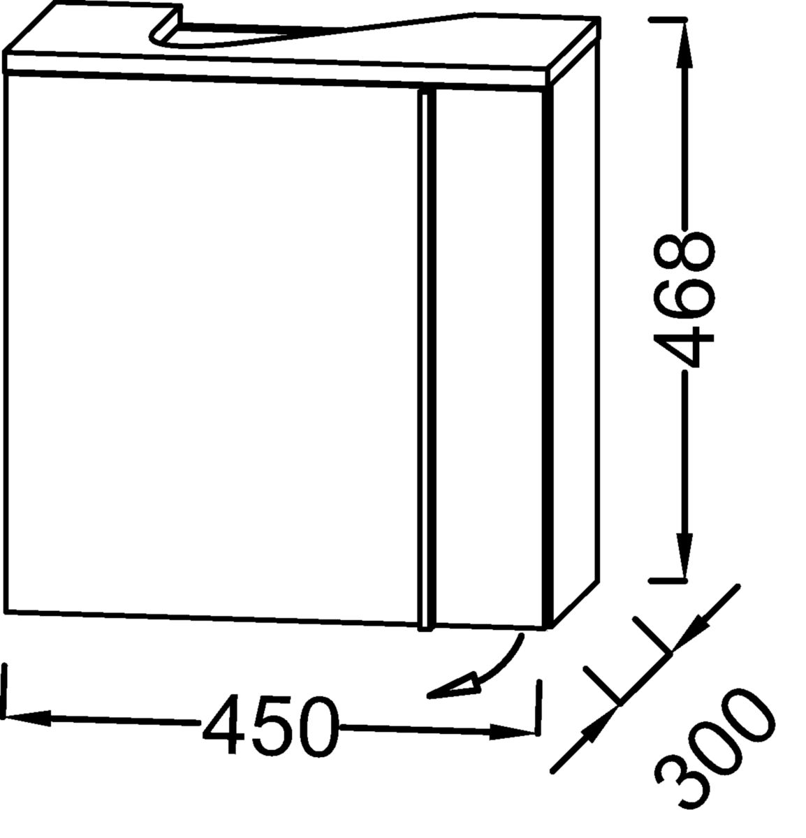 Meuble sous lave-mains 45 cm gauche chêne tranché réf. EB3045G-E73