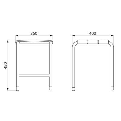 Tabouret lattes en plastiques tube aluminium époxy blanc réf. 510418