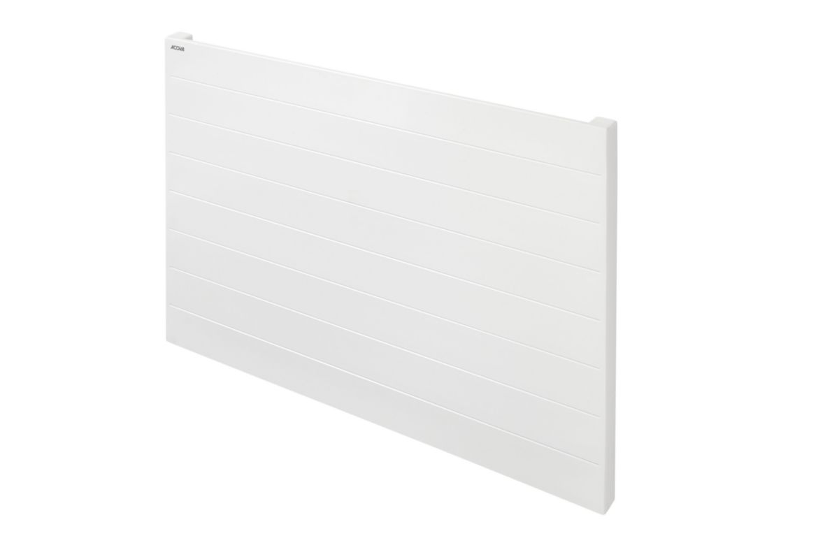 Radiateur eau chaude Acova Planea horizontal simple, puissance 468W (dT50), hauteur 560 mm, largeur 800 mm, 8 éléments, raccordement latéral de même côté, appareil réversible gauche/droite, Blanc RAL 9016 Réf. PLV-056-080