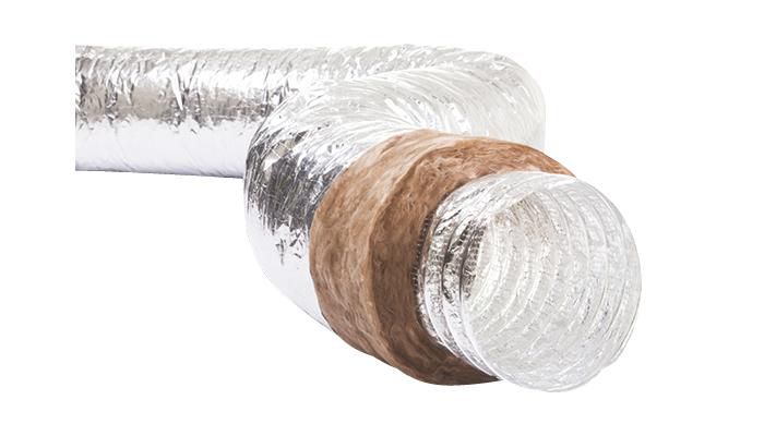 Conduit souple ALU ECOSOFT SHINE isolé phonique 25 mm classé M1M1 Ø200 L. 10M Réf. 549819