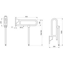 Barre relevable avec béquille diamètre 32 mm Nylon HR blanc 850 mm réf. 5170N