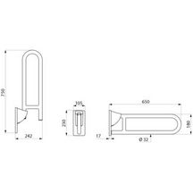 Barre appui relevable D 32, L 650 mm, 60N réf. 5160N