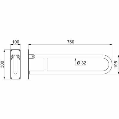 Barre relevable ECO diamètre 32 mm L 760 mm époxy blanc réf. 511516W