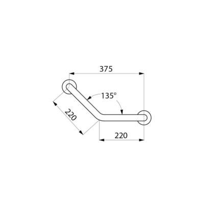 Barre à 135° 220 x 220 diamètre 32 mm Inox poli brillant réf. 5083P