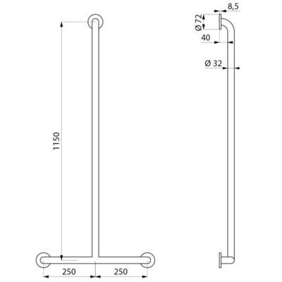 Barre de maintien en T ECO D 32 époxy blanc réf. 35440W