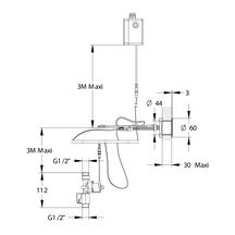 Kit urinoir électronique à installer en galerie technique pour cloison mince de 1 à 30mm. Débit: 8l/min avec régulateur de débit livré. Temporisation: 6s. Portée préréglée à 550mm, réglable par Prestocom®. Alim: secteur,  G1/2''