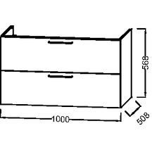 Meuble sous plan-vasque 100 cm, 2 tiroirs blanc brillant Réf EB2524-R8-N18