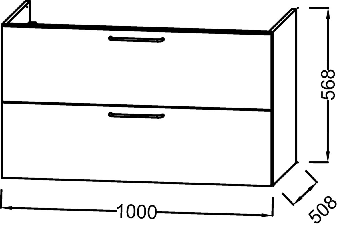 Meuble sous plan-vasque 100 cm, 2 tiroirs blanc brillant Réf EB2524-R8-N18