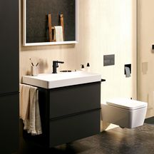 Mitigeur lavabo 110 Tecturis E  Fine CoolStart, bonde Push-Open Noir mat Réf. 73020670