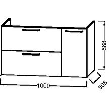 Meuble sous plan-vasque ODEON RIVE GAUCHE 100 cm 2 tiroirs/1 porte Réf. EB2544-R9-E52