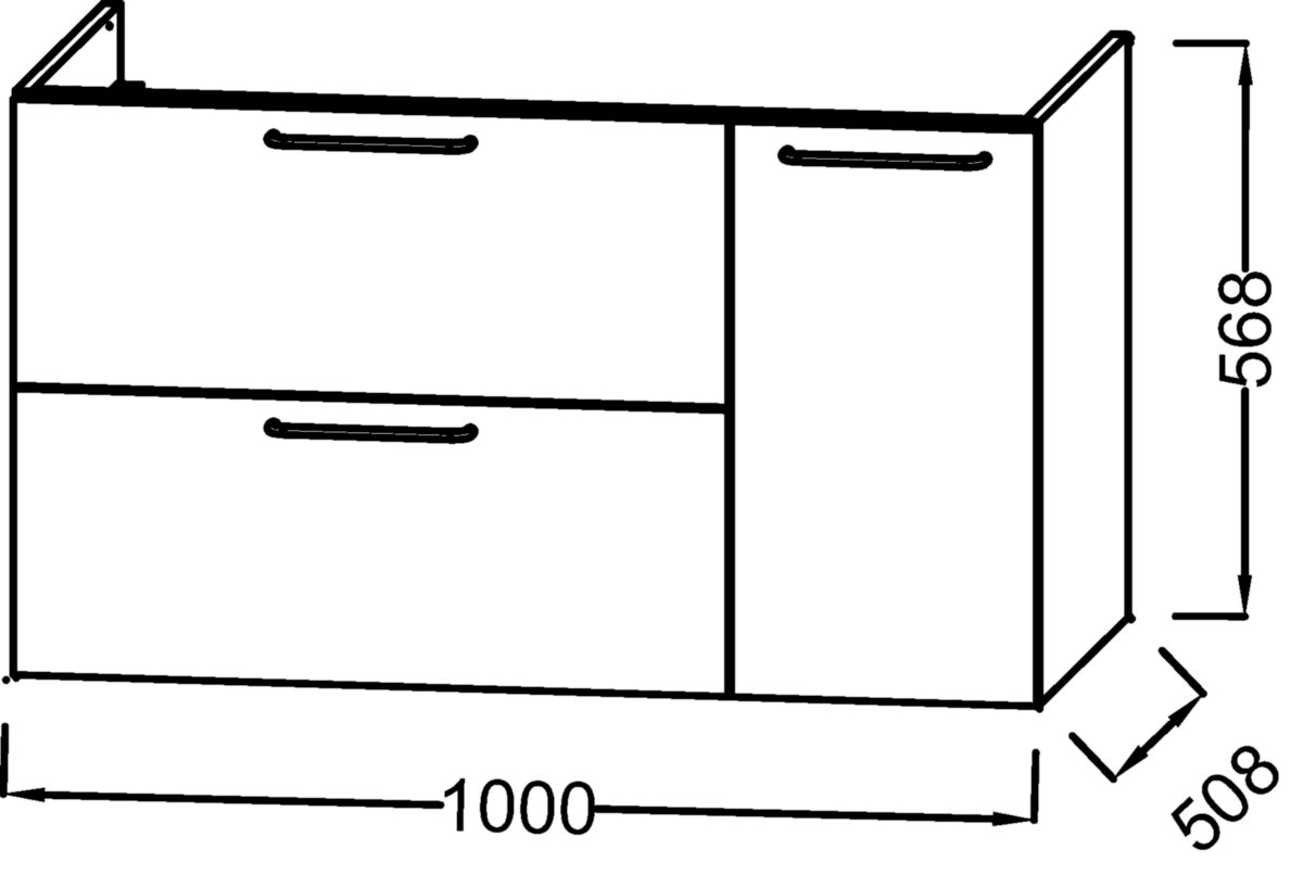 Meuble sous plan-vasque ODEON RIVE GAUCHE 100 cm 2 tiroirs/1 porte Réf. EB2544-R9-E52