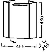 Meuble d'angle sous lave-mains ODEON RIVE GAUCHE L 45,5 x P 21,6 x H 48 cm 1 porte à fermeture ralentie charnière à droite finition mélaminé blanc brillant Réf. EB2584D-R9-N18