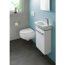 lave-mains geberit renova plan, compact: b=40cm, t=25cm, trou de robinetterie=droite, trop-plein=visible, blanc Réf. 272140000