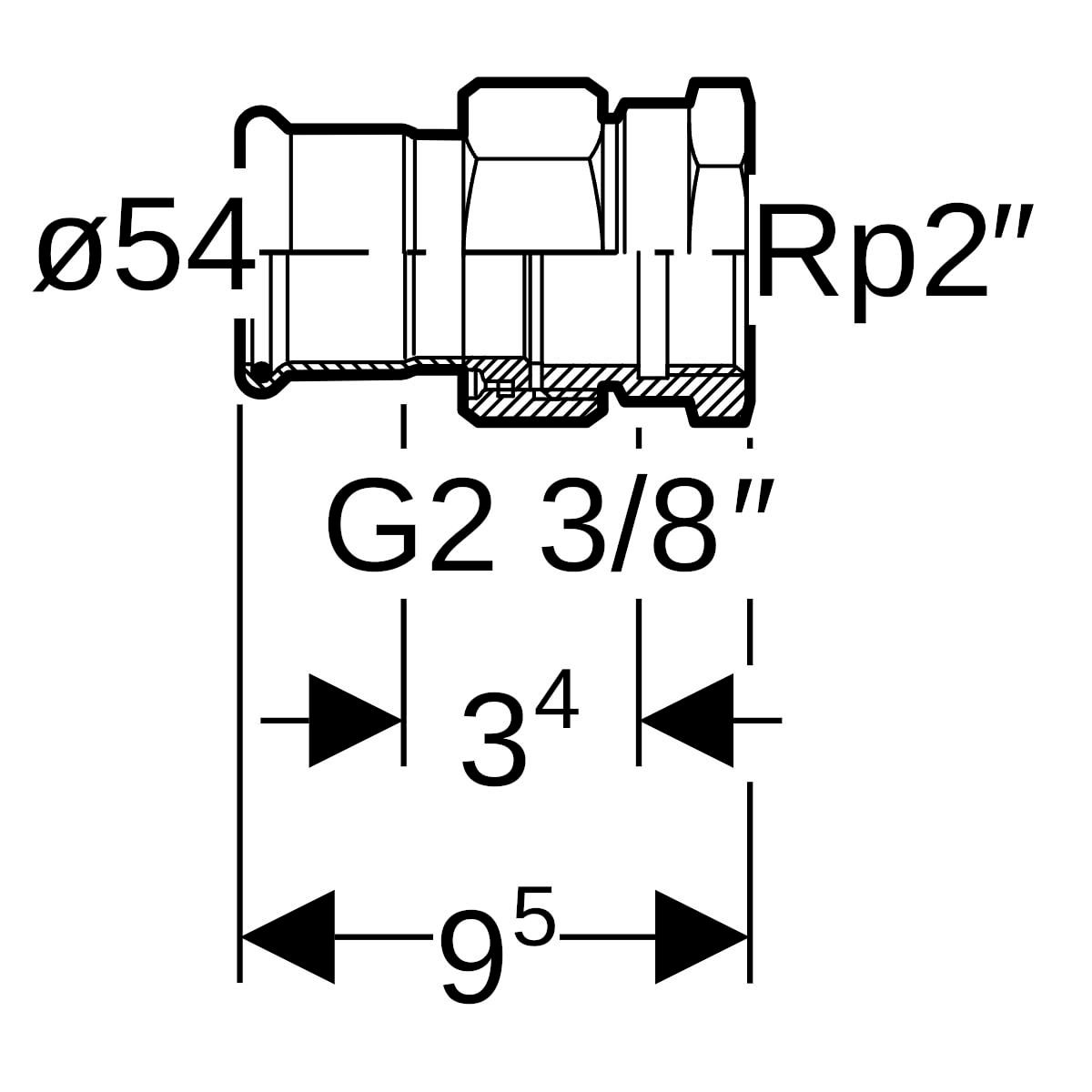 Raccord union taraudé femelle D54-50x60 Réf 25309