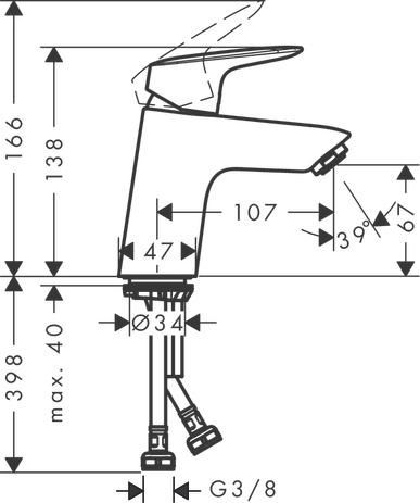 Mitigeur lavabo Logis vidage Push-Open réf. 71077000