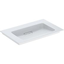 Lavabo pour meuble Geberit ONE, sortie horizontale, 75x48cm, sans trou de robinetterie, sans trou de trop-plein, blanc / KeraTect