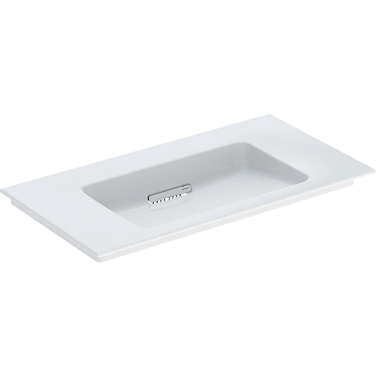 Lavabo pour meuble Geberit ONE, sortie horizontale, 90x48cm, sans trou de robinetterie, sans trou de trop-plein, blanc / KeraTect