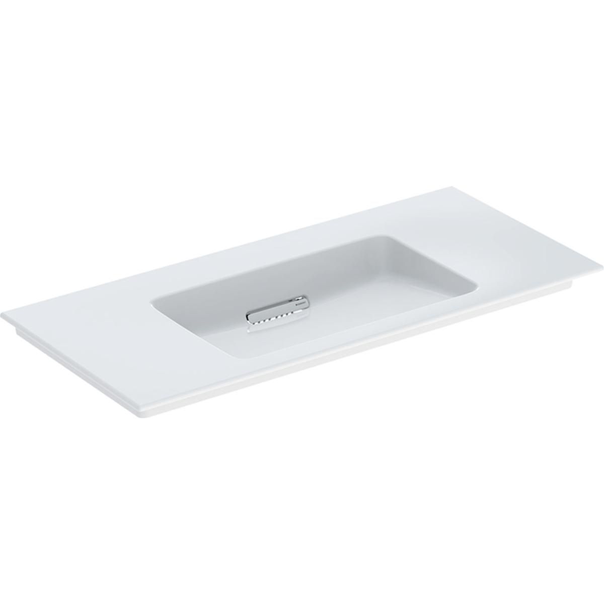 Lavabo pour meuble Geberit ONE, sortie horizontale, 105x48cm, sans trou de robinetterie, sans trou de trop-plein, blanc / KeraTect