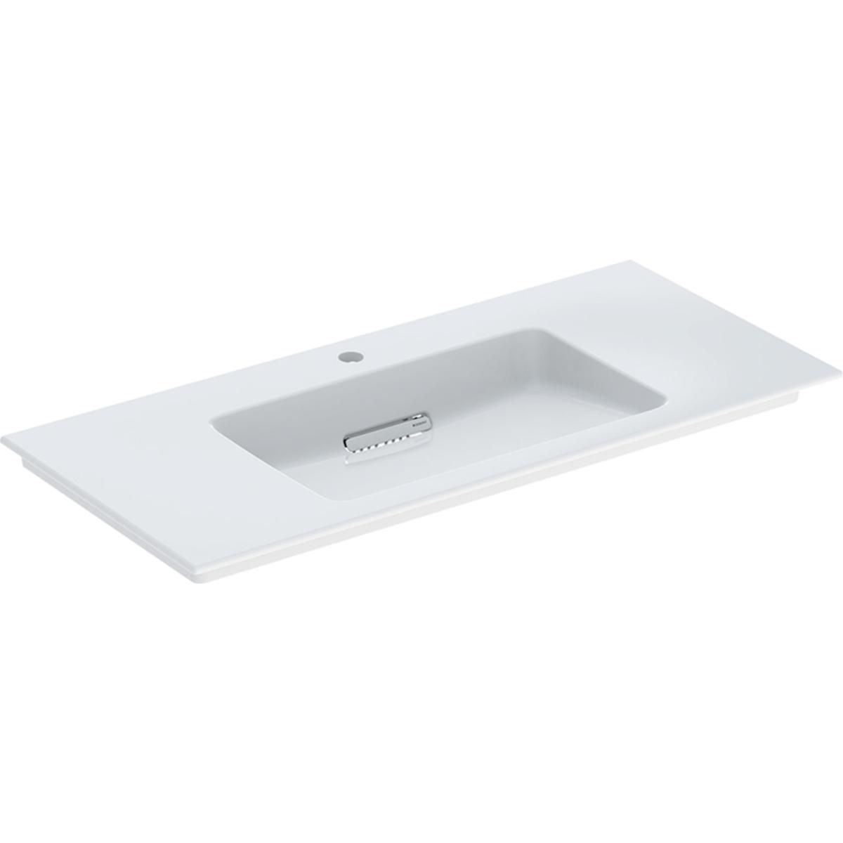 Lavabo pour meuble Geberit ONE, sortie horizontale, 105x48cm, avec 1 trou de robinetterie, sans trou de trop-plein, blanc / KeraTect