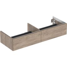 Meuble bas pour lavabo Geberit ONE, 2 tiroirs: L135cm, P47cm, mélaminé structuré bois Noyer Carya