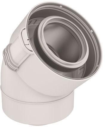 Coude 45 Sekurit 60 / 100 PPTL/PVC condensation gaz/fioul blanc réf. 229200