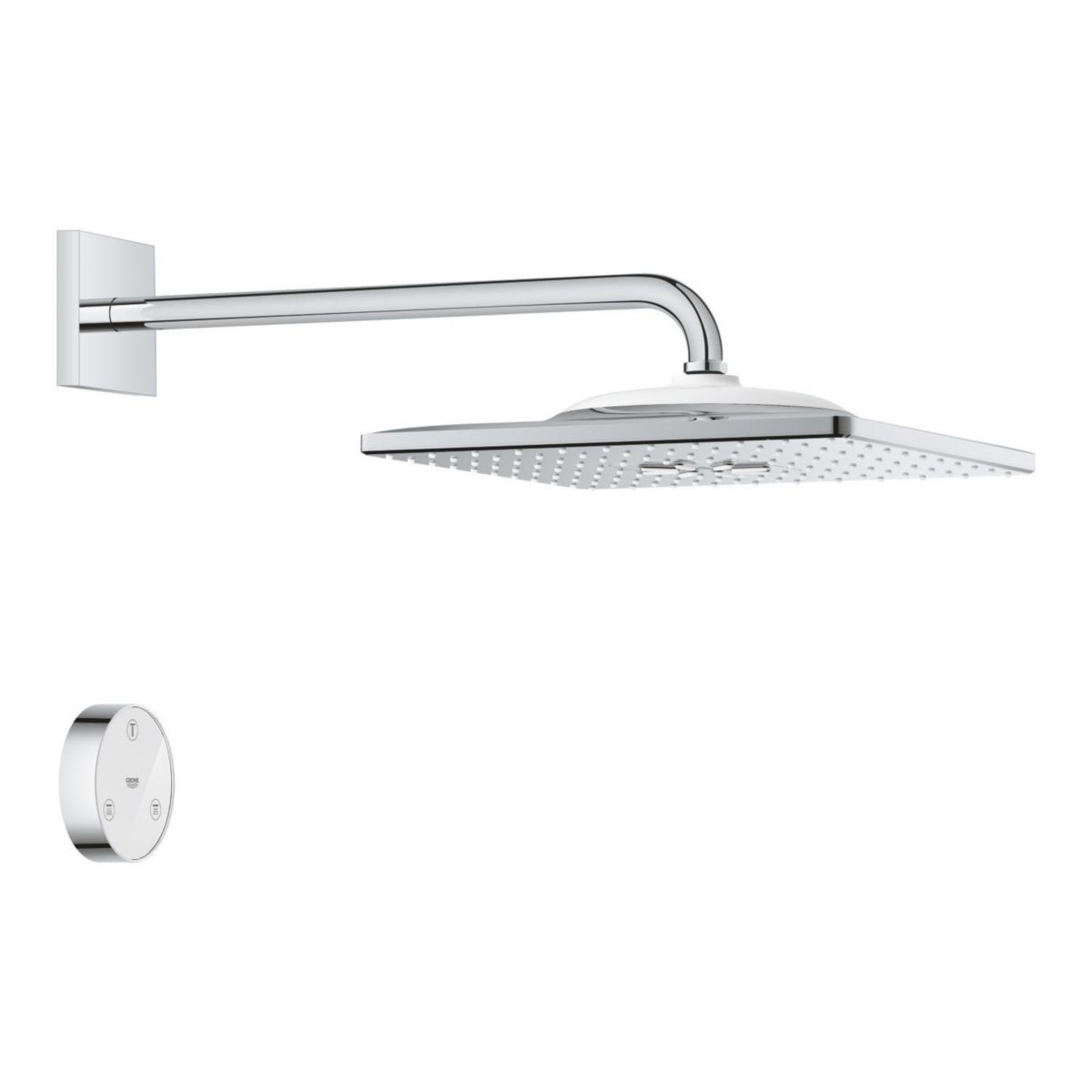 Set de douche de tête avec bras 422 mm, 2 jets Rainshower SmartConnect 310 Cube Chromé 26642000