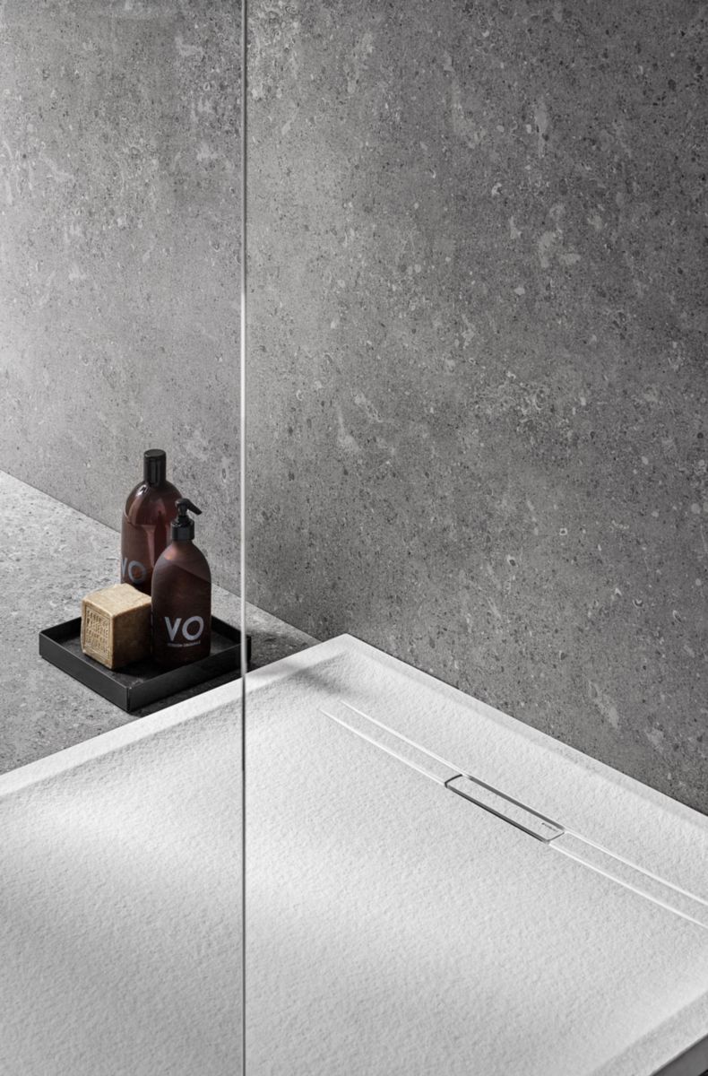 Receveur de douche rectangulaire Sestra à poser/à encastrer blanc/structure ardoise 140x80cm Réf. 550.256.00.2