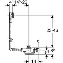 Vidage de baignoire à déclenchement par pression PushControl D52mm L260mm avec kit de finition chromé brillant  réf.150.768.21.6