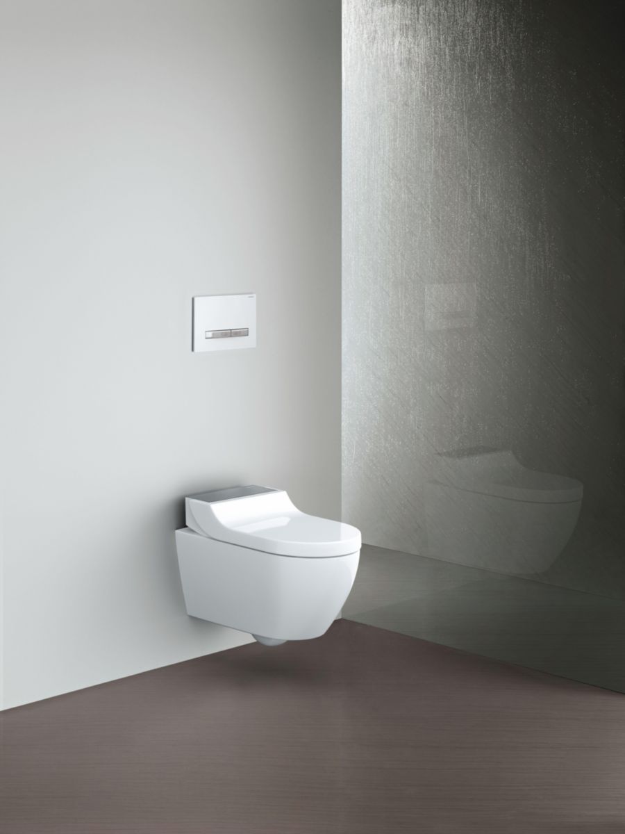 Pack WC lavant dit japonais suspendu AquaClean TUMA Comfort sans bride inox brossé Réf. 146.290.FW.1