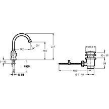 Mélangeur de lavabo GALEO CD monotrou chromé bec tube orientable tête céramique poignées métal+bonde+flex réf. E72920-CP