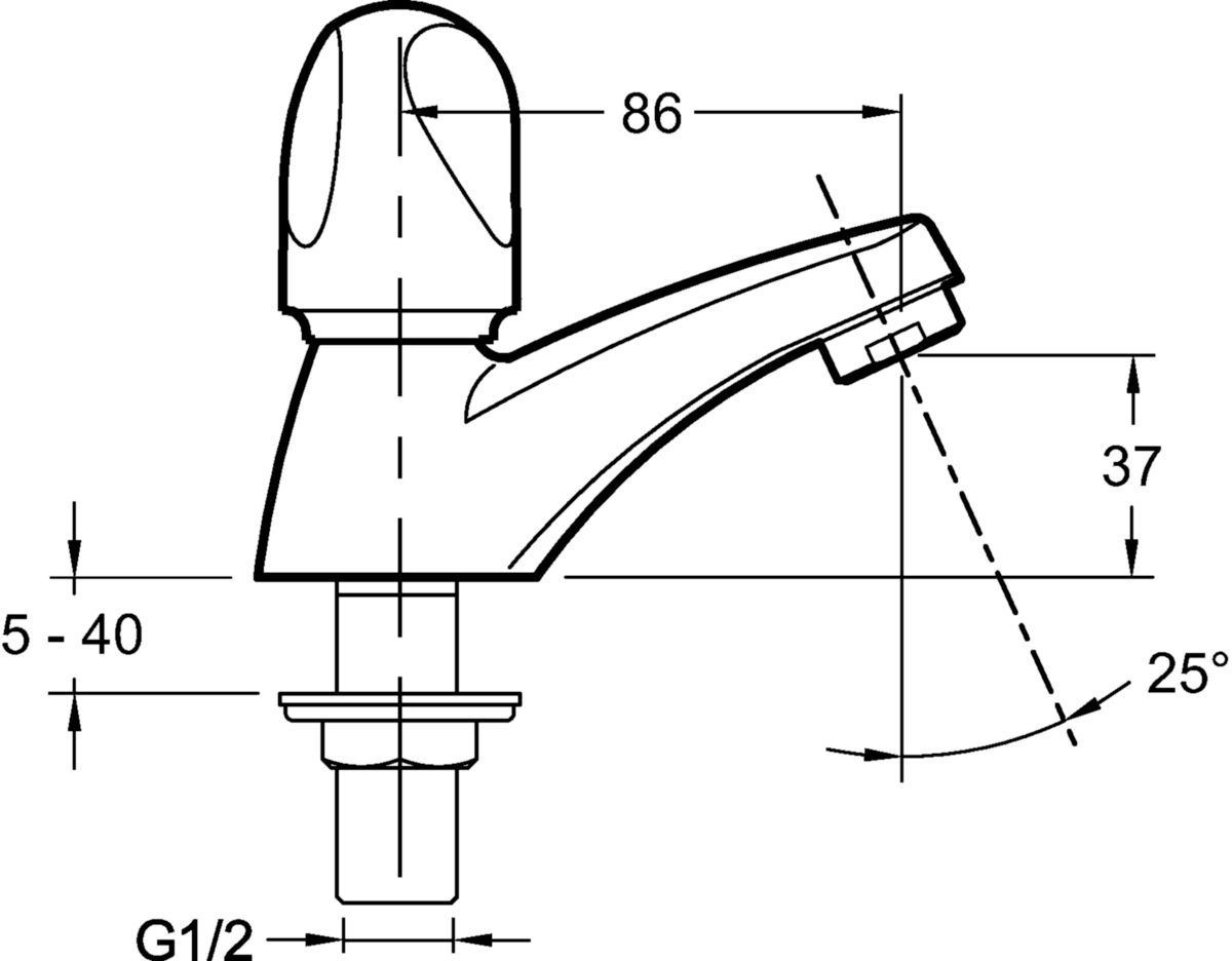 Robinet indépendant pour lavabo ou lave-mains GALEO eau froide tête céramique poignée métal sans bonde réf. E72922-CP