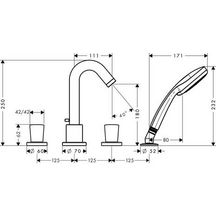 Set de finition mélangeur Logis 4 trous pour montage sur bord de baignoire réf. 71314000