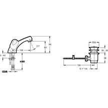 Mélangeur de lavabo GALEO CD monotrou chromé bec fondu tête céramique poignées métal+bonde et flexibles réf. E72924-CP