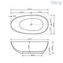 Baignoire ilot INES 170 cm avec trop plein finition blanc mat Réf. NS-8068-170