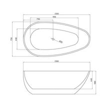 Baignoire ilot ovale ARIANA 150 cm avec trop plein finition blanc brillant Réf. NA-8101-150