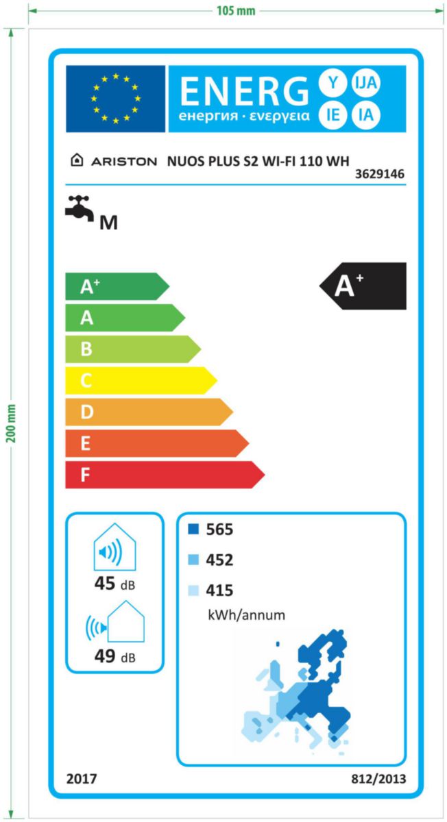 Chauffe-eau thermodynamique NUOS S2 PLUS WI-FI 110 L - Fluide R290 - Anode active et anode magnésium - Classe énergétique A+ Réf. 3629146