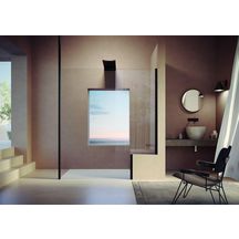 Paroi Walk-In SolvaPro avec cadre partiel Carré, argent brillant, verre clair 8 mm, L98.5 - 100 H200 cm, Fixation à gauche réf : 7T2204092322