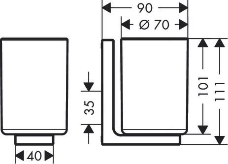 AXOR Universal Rectangular Porte-verre, Noir chromé poli