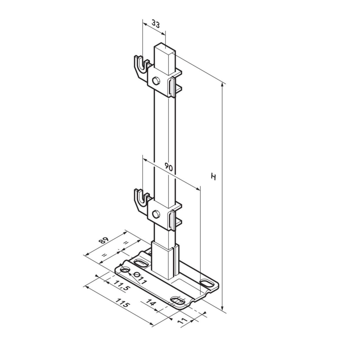 Pied Réglable À Visser H400 Lamella Réf. 05040L