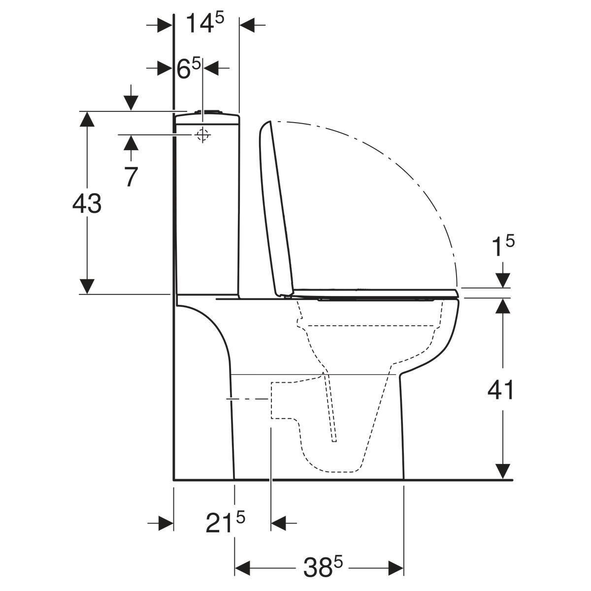 Wc au sol à fond creux Smyle - Rimfree - avec réservoir attenant - avec abattant Wc - 63,5 cm - blanc Réf. 500.822.00.1